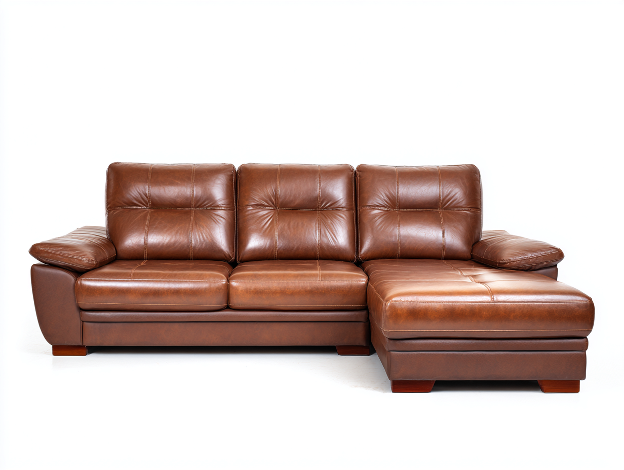 Sofá de esquina de cuero 270x165x86 cm para salón - marrón - diseño acolchado moderno-Vimiyhome