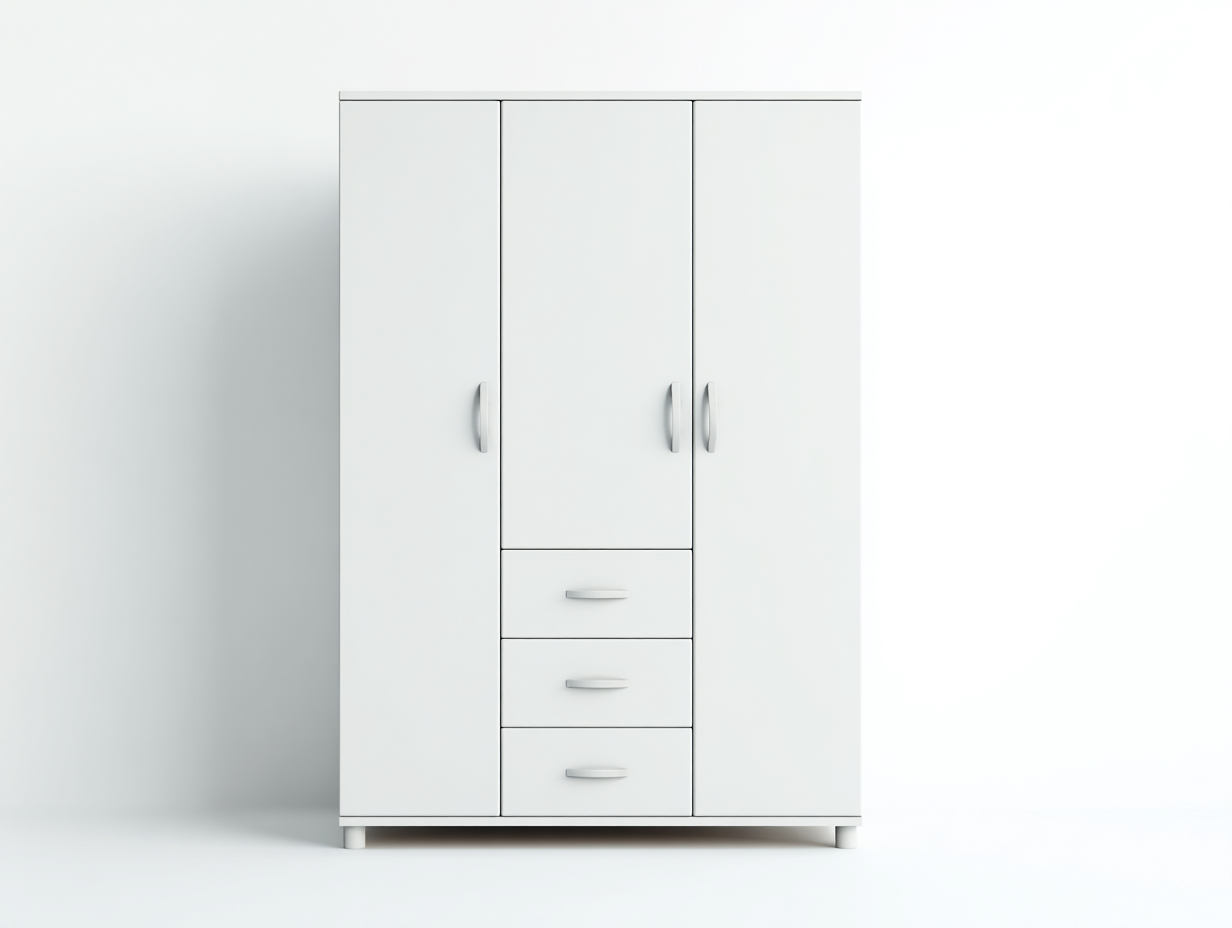 Armarios de tres puertas 118x50x190 cm madera color blanco para dormitorio con 3 puertas y 3 cajones - diseño moderno-Vimiyhome