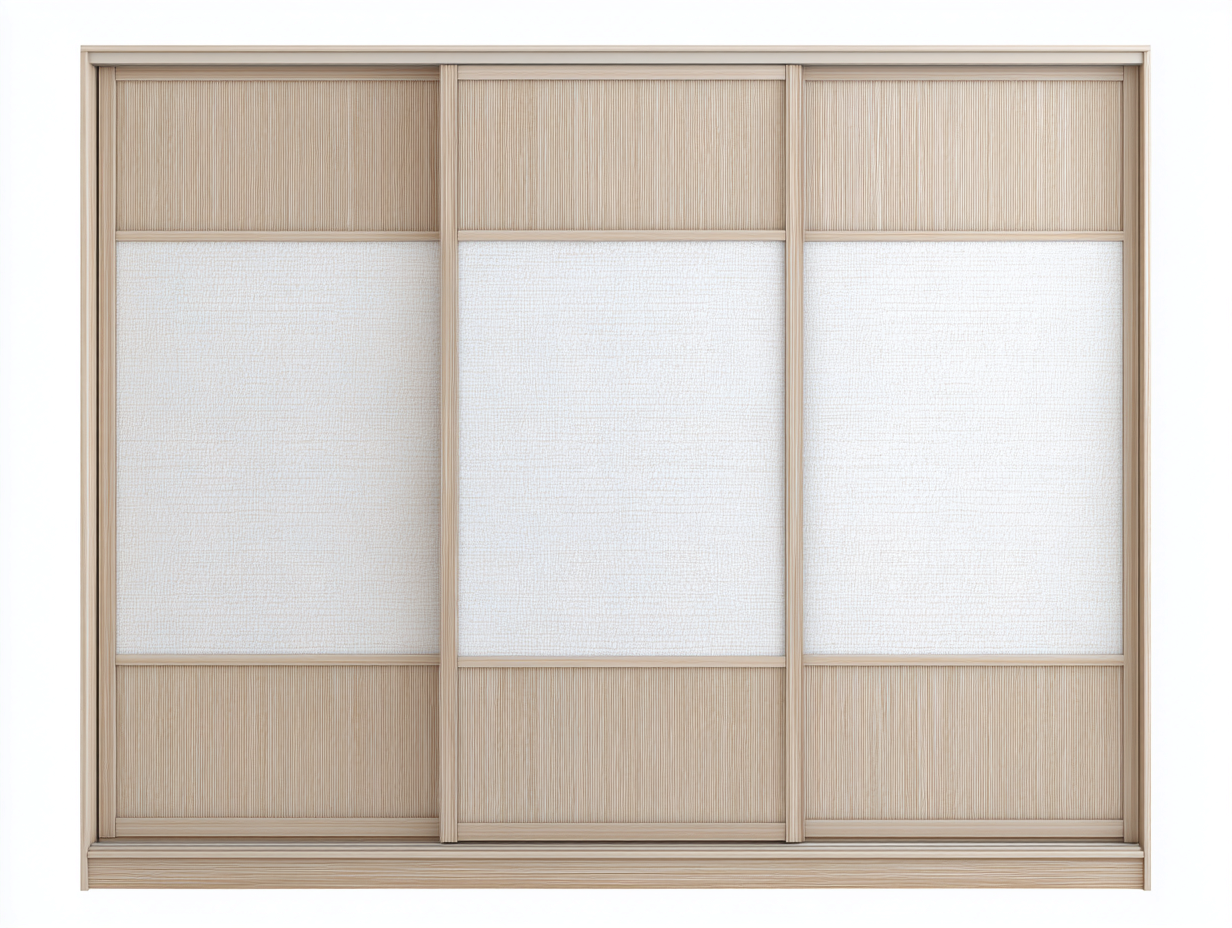 Armario con puertas correderas armario de madera 240x65x220 cm blanco-marrón - 3 puertas correderas - estilo japonés moderno-Vimiyhome