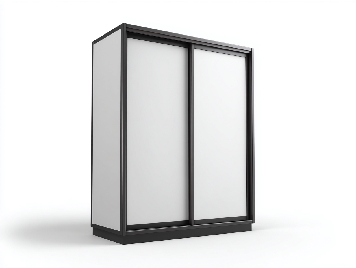Armario con puertas correderas de madera 150x60x200 cm blanco y negro para dormitorio - diseño moderno con 2 puertas-Vimiyhome