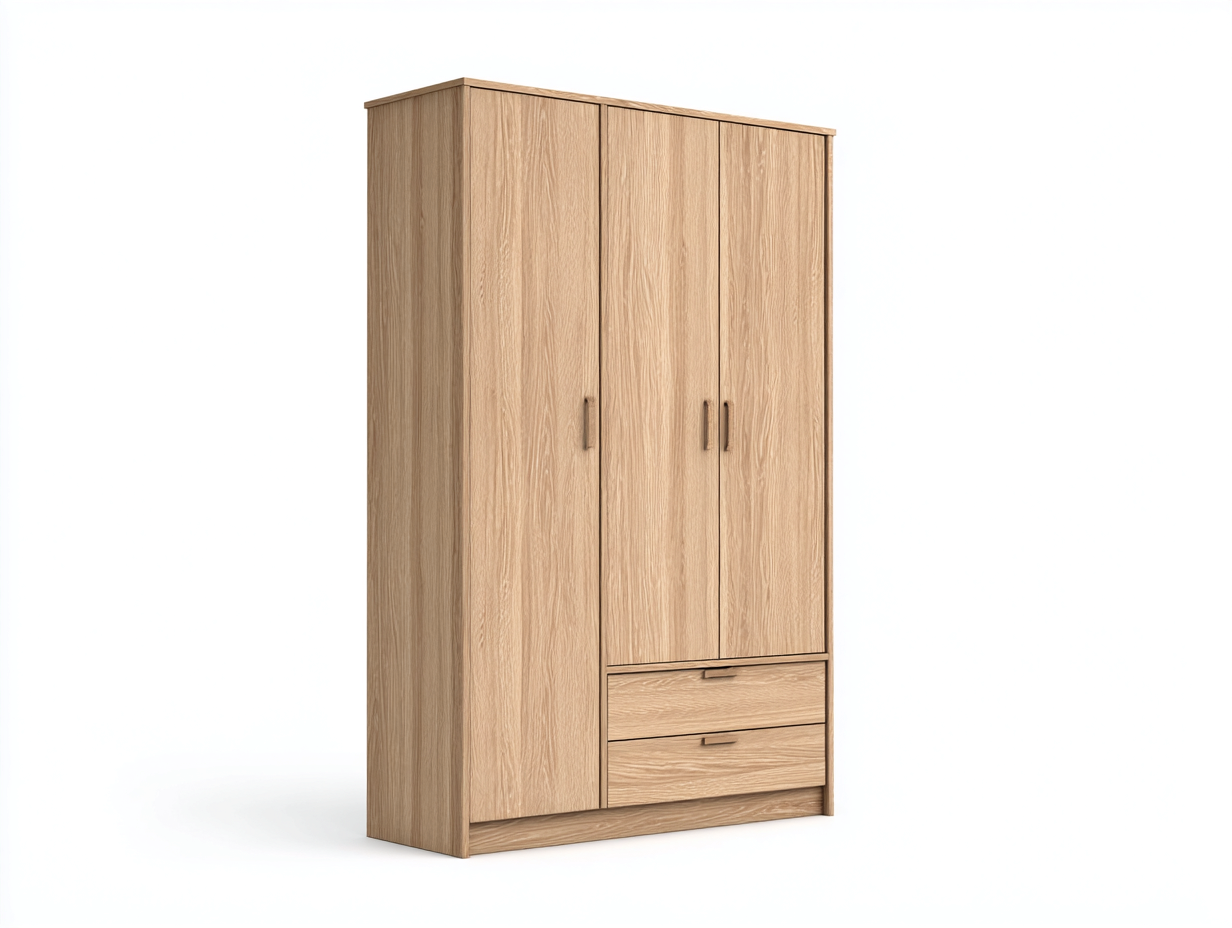 Armarios de tres puertas armario de madera 120x55x200 cm marrón - 3 puertas 2 cajones - diseño funcional moderno-Vimiyhome