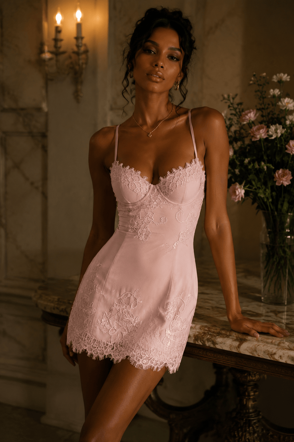 Chic Short Homecoming Dress with Spaghetti Straps and Lace Appliqué Bodice