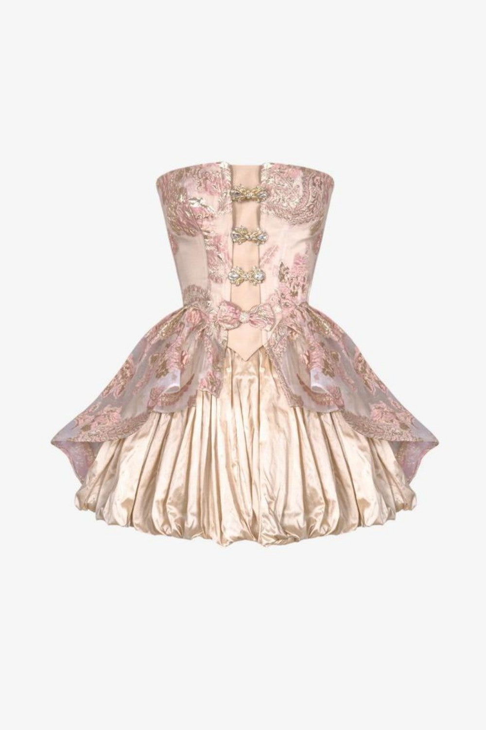 Princess A Line Strapless Pink Short Homecoming Dress with Lace Bowknot