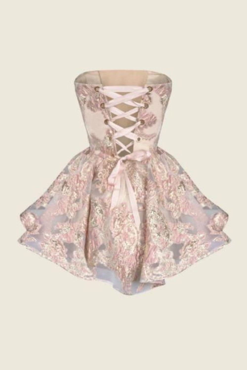 Princess A Line Strapless Pink Short Homecoming Dress with Lace Bowknot