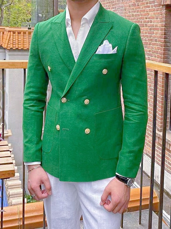 Men's Tailored Fit Single Breasted Two-buttons Blazer Jacket Green