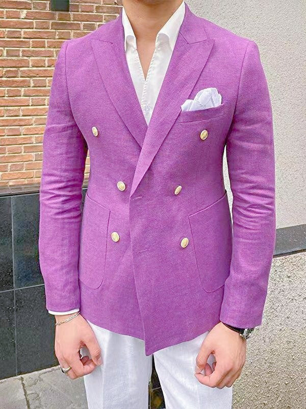 Men's Tailored Fit Single Breasted Two-buttons Blazer Jacket Purple