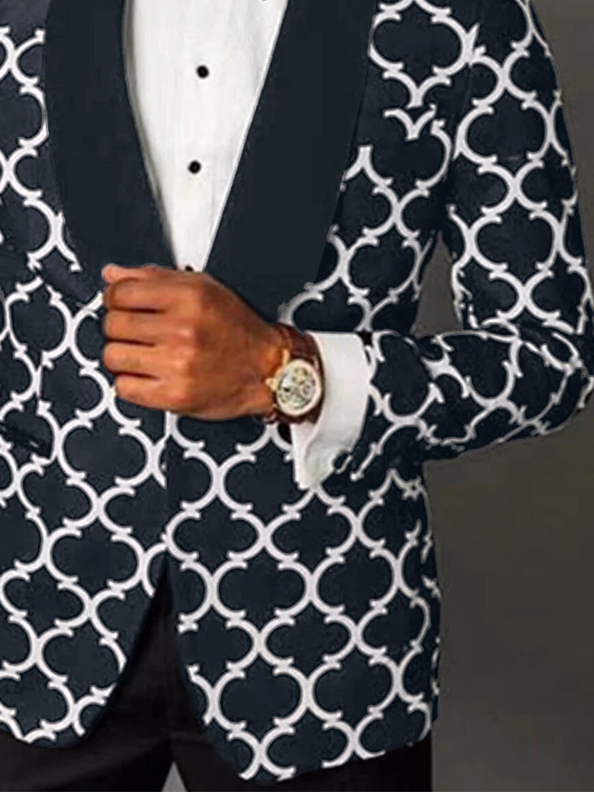 Men's Tailored Fit Checkered Single Breasted One-button Fashion Party Jacket