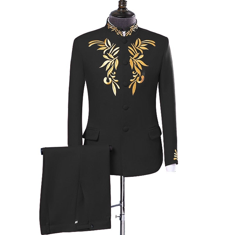 Men's Tailored Fit Single Breasted More-button 2 Piece Party Prom Suits Black
