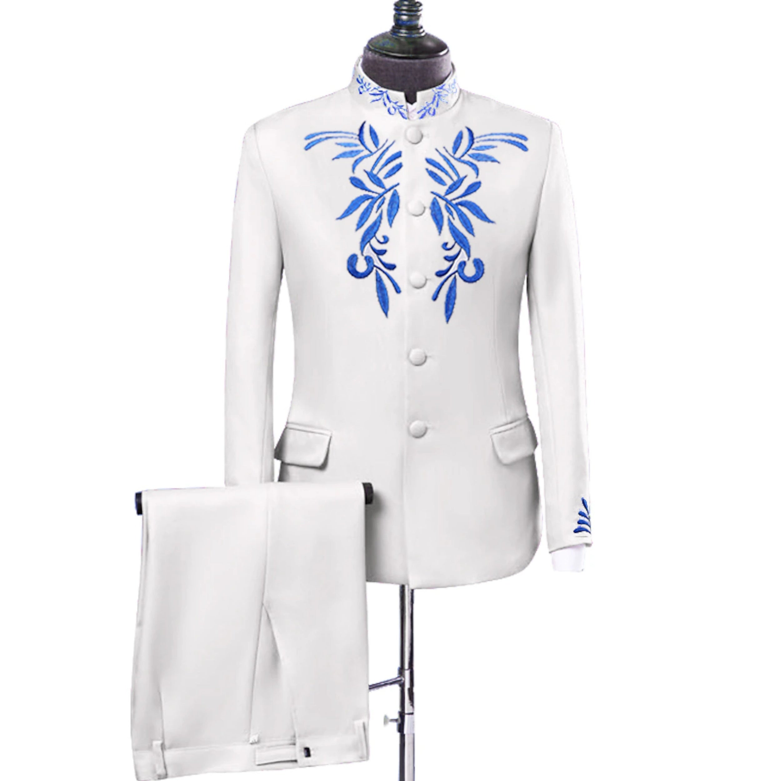 Men's Tailored Fit Single Breasted More-button 2 Piece Party Prom Suits White