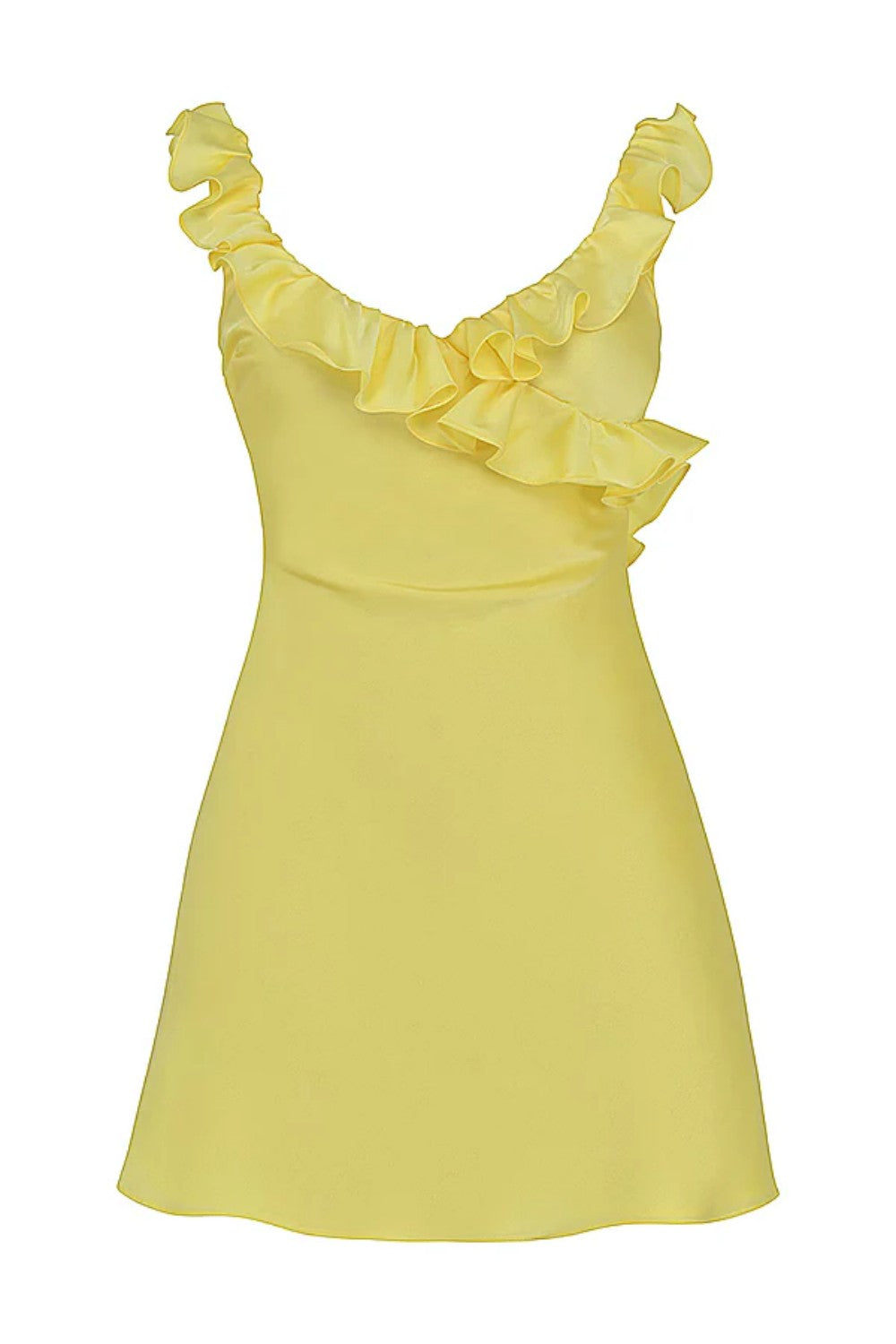 Chic Sheath V Neck Yellow Short Homecoming Dress with Ruffles