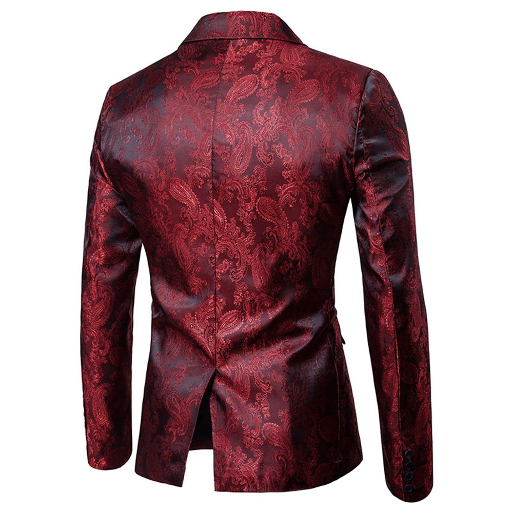 Men's Tailored Fit Single Breasted One-Button Printed Party Jacket