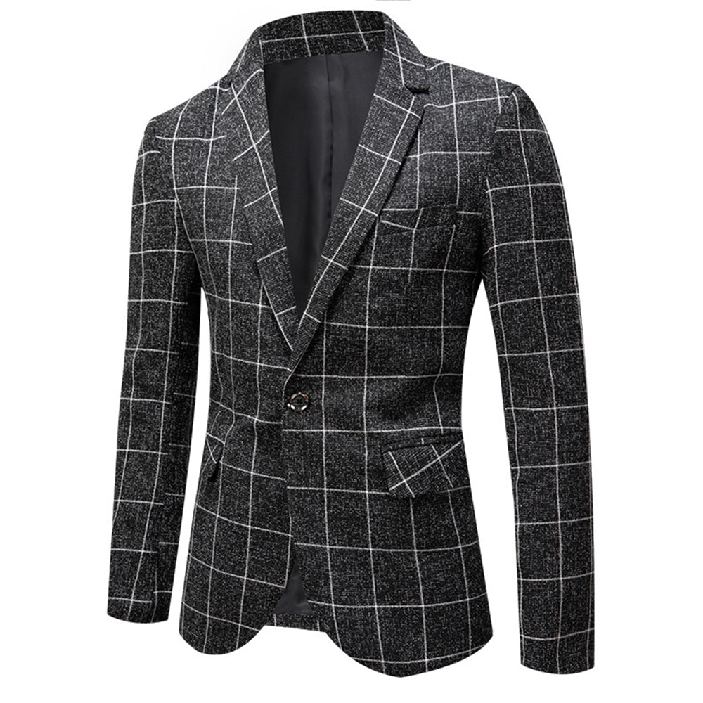 Tailored Fit Single Breasted One-Button Striped Men's Party Dress Black