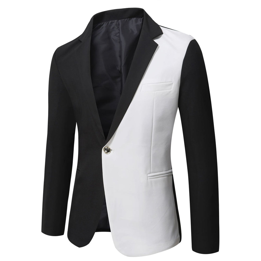 Tailored Fit Notched Lapel Single Breasted One-button Men's Party Jacket Black