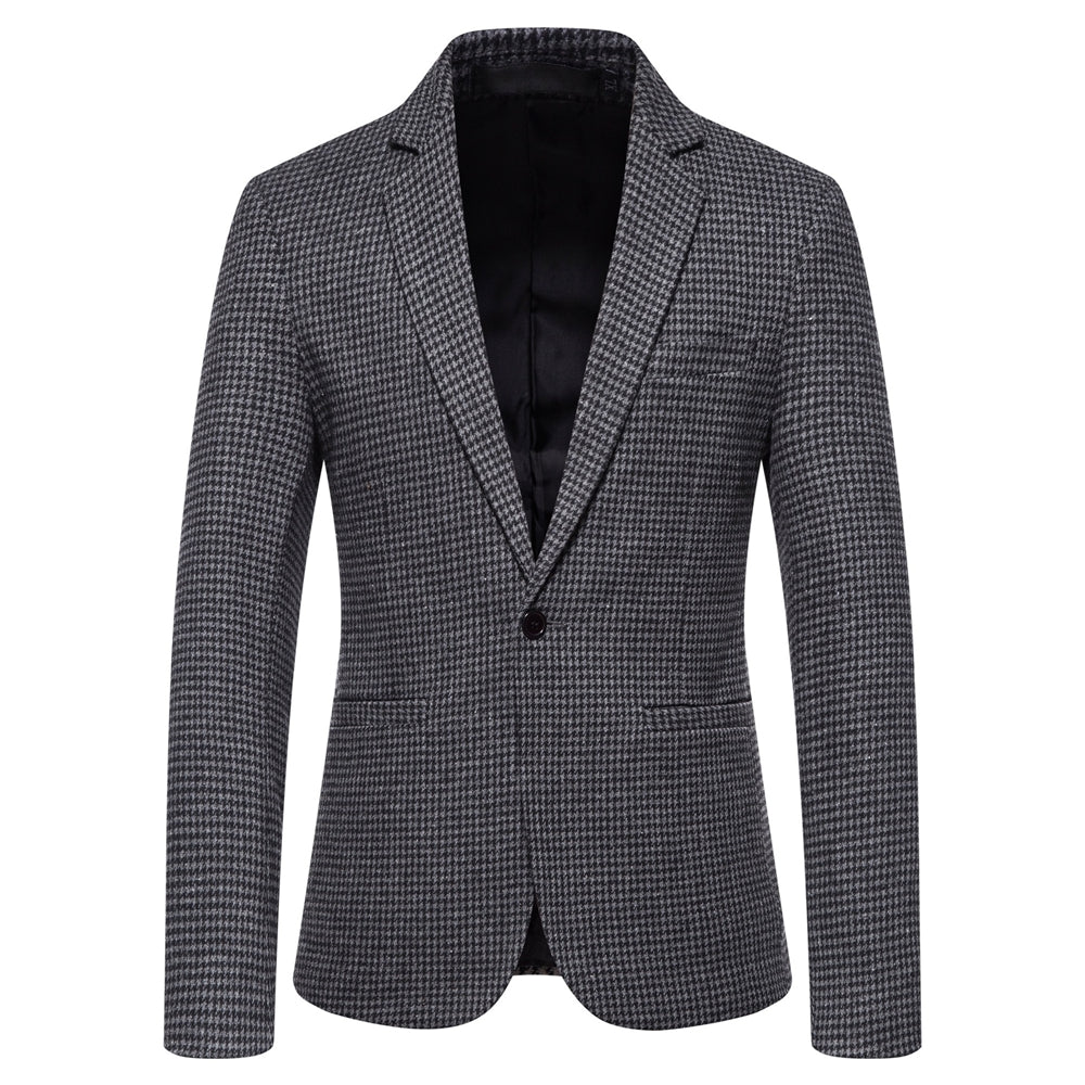 Tailored Fit Notched Lapel Single Breasted One-button Striped Men's Party Jacket Dark Gray