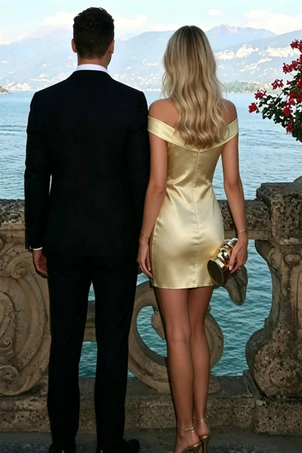 Aqua Blue Off-the-Shoulder Satin Bodycon Homecoming Dress