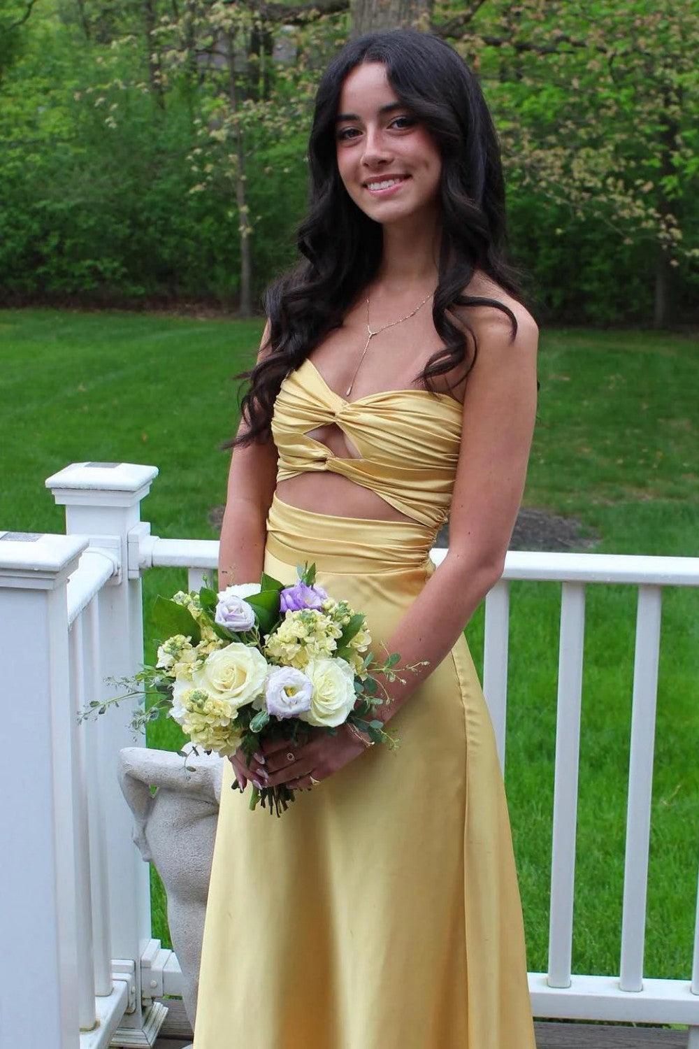 Aqua Sweetheart Twist Front Cutout Long Satin Prom Gown