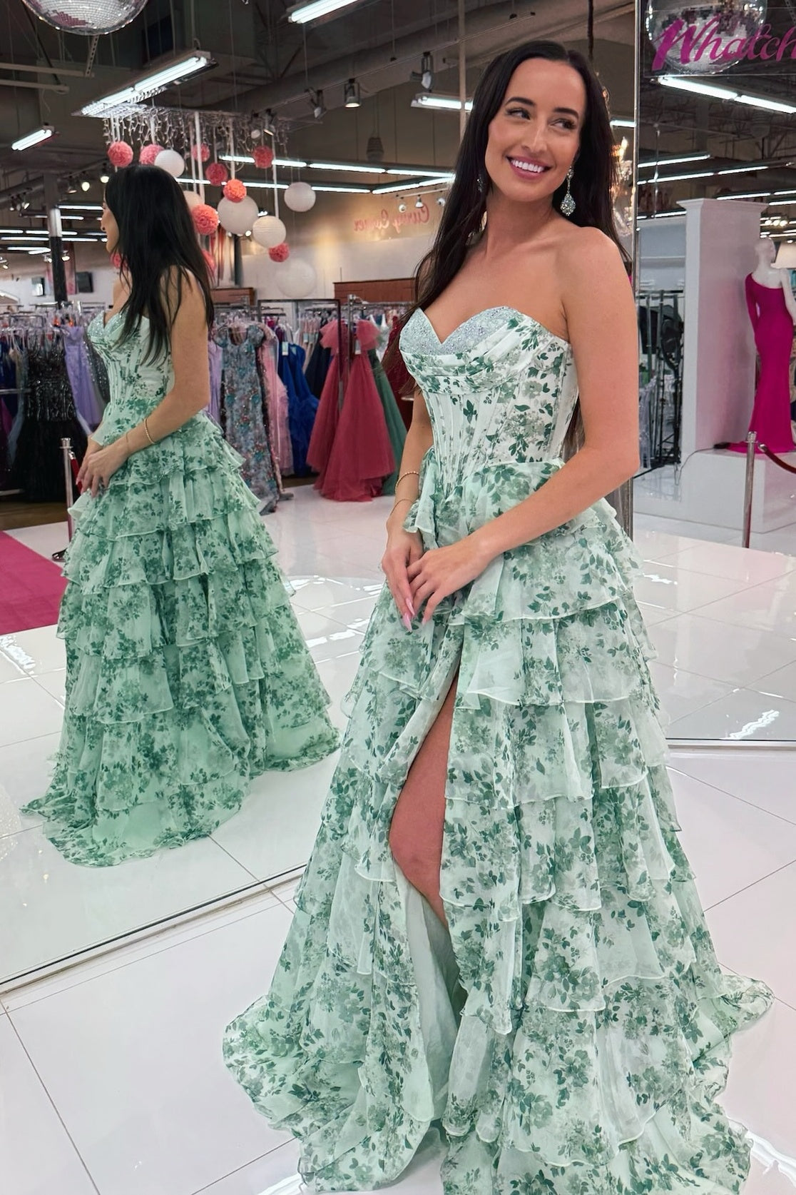 Beautiful A Line Sweetheart Green Corset Prom Dress with Criss Cross Back