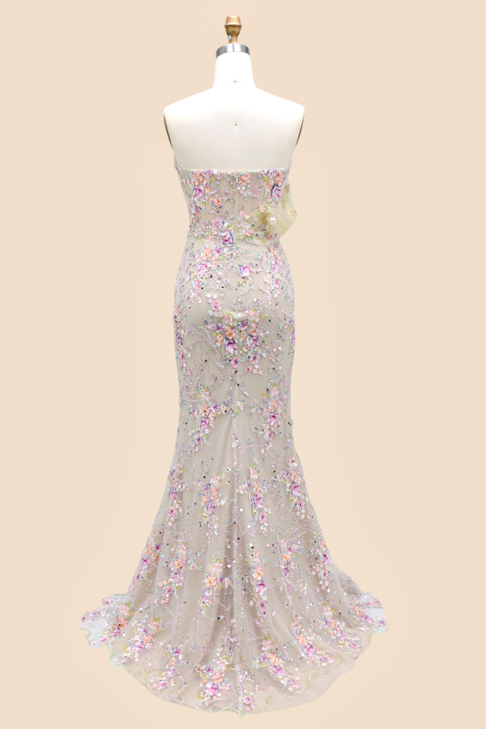 Blossom Shimmer One Shoulder Sequin Prom Dress with Floral Embellishments
