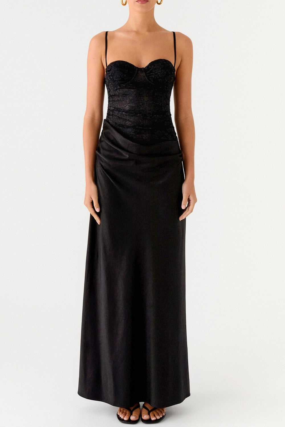 Blush Pink Lace Corset Satin Prom Dress with Draped Waist Detail