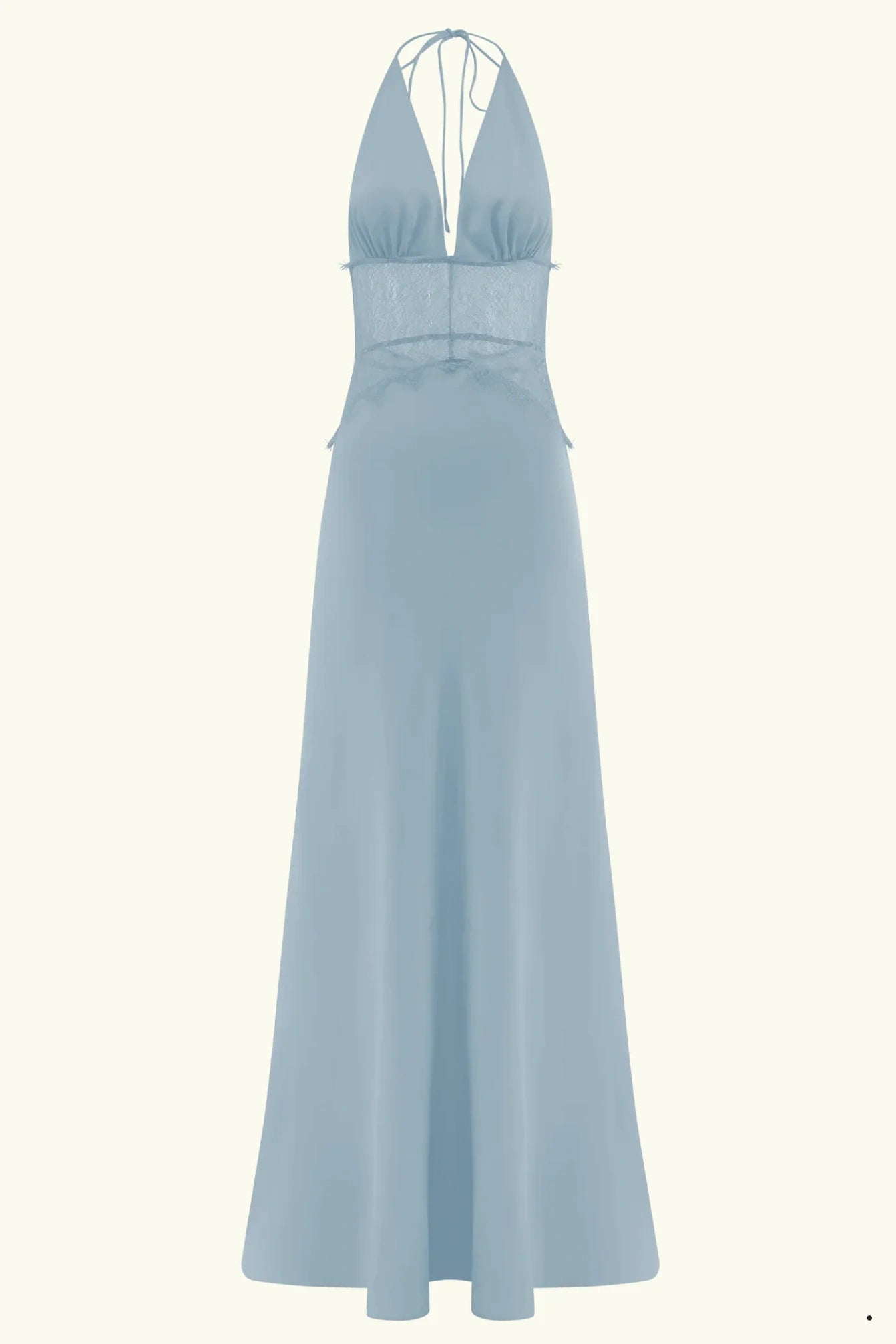Charming Mermaid Deep V Neck Light Blue Long Prom Dress with Lace
