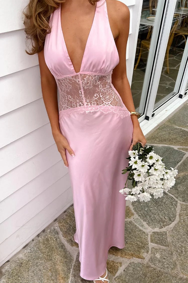 Charming Mermaid Deep V Neck Light Blue Long Prom Dress with Lace