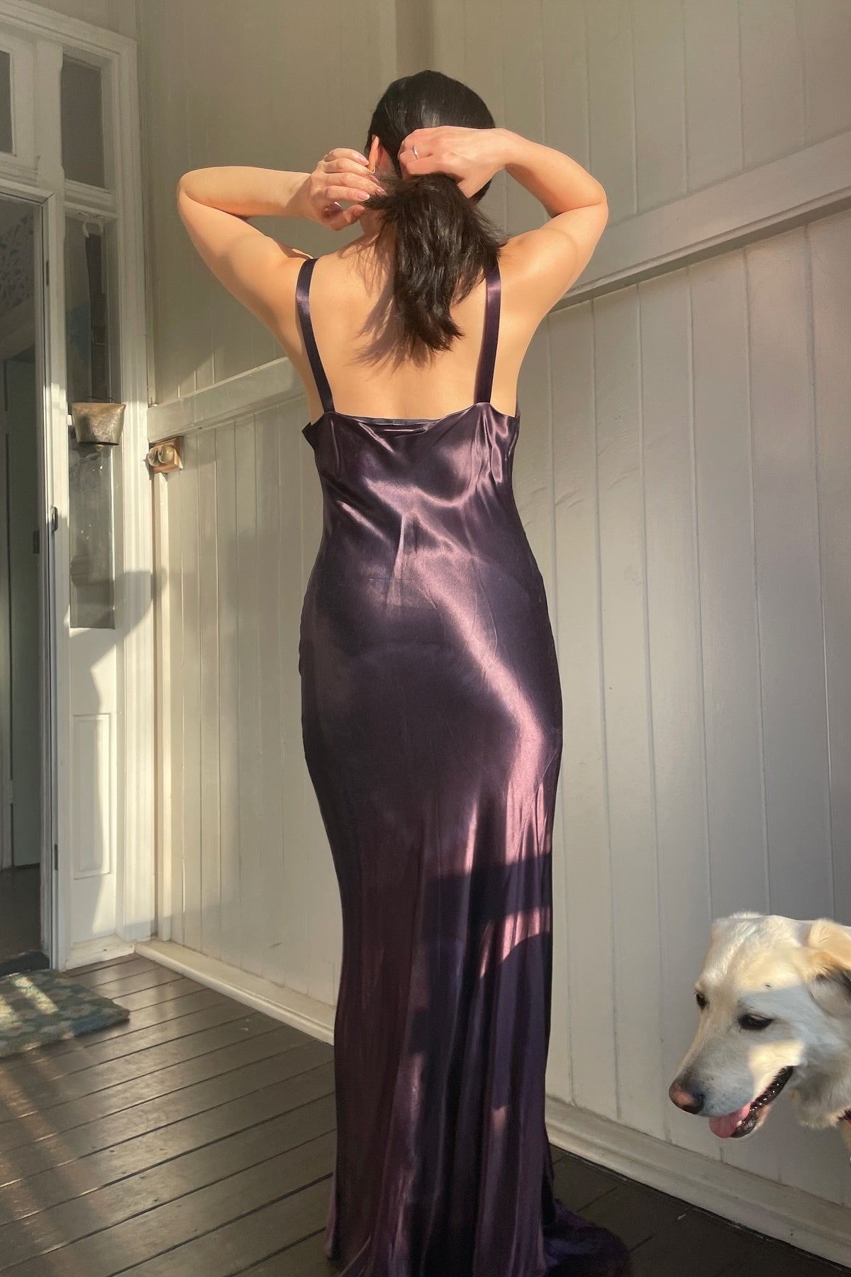 Charming Sheath Bateau Floor Length Purple Holiday Party Dress