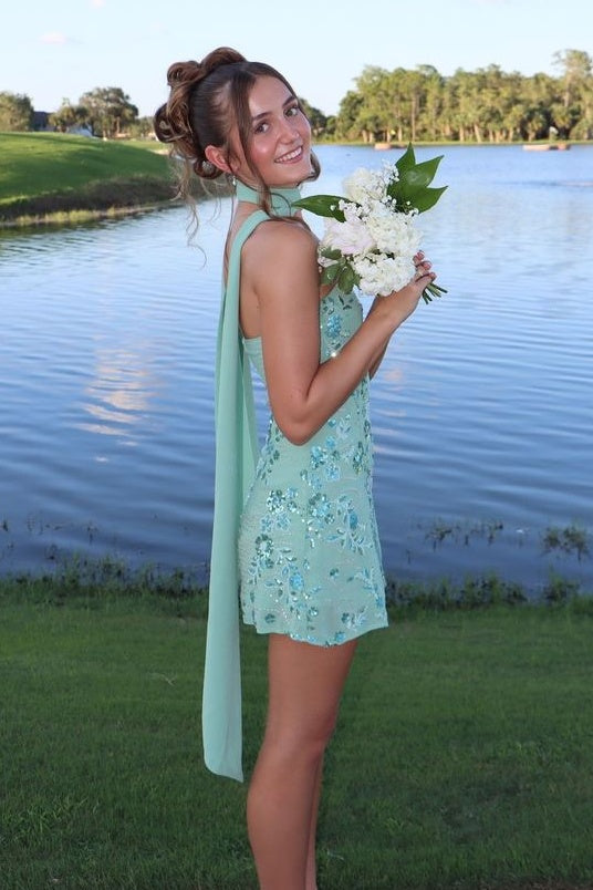 Pretty Sheath Strapless Light Pink Short Homecoming Dress with Embroidery Sequins
