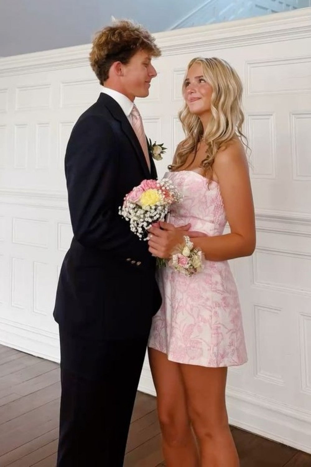 Trendy Light Blue Strapless Short Homecoming Dress in Sheath Style