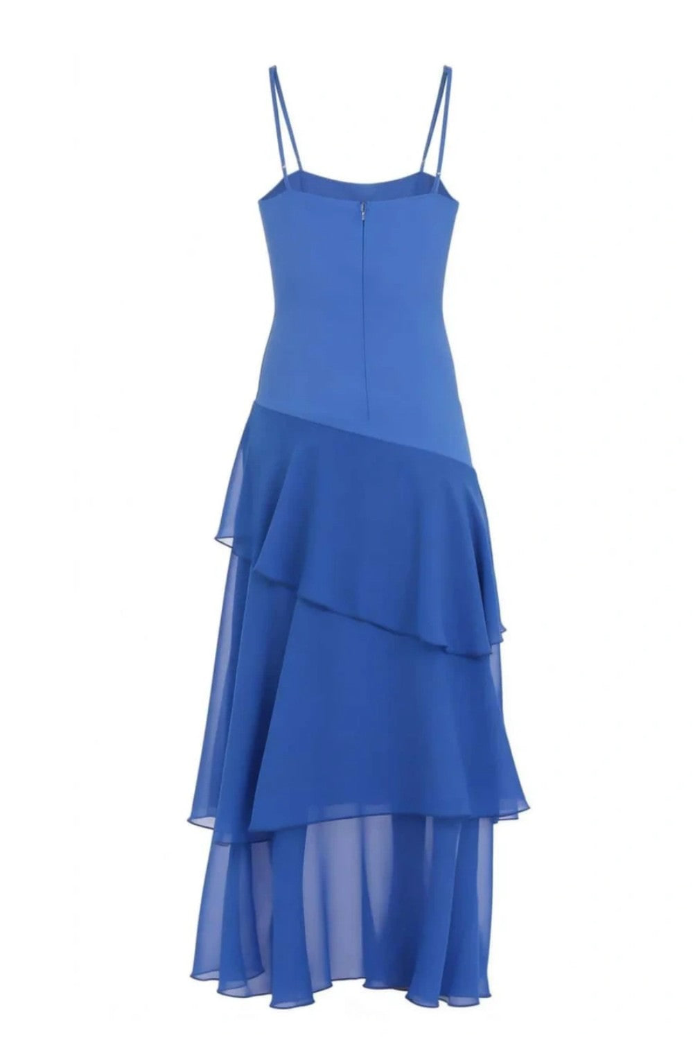 Chic Royal Blue Bodycon Spaghetti Straps Prom Dress with Ruffle Layers