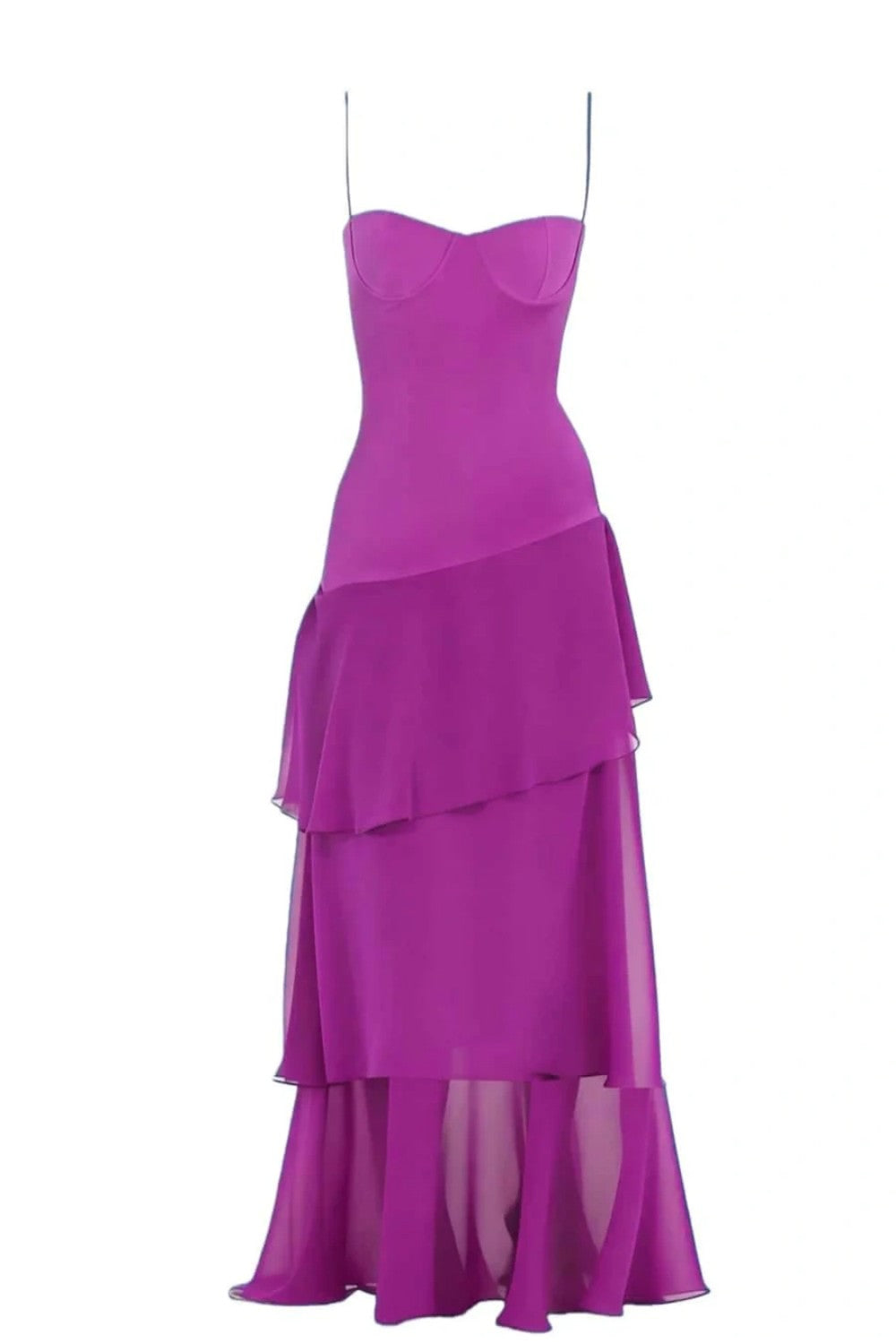 Chic Royal Blue Bodycon Spaghetti Straps Prom Dress with Ruffle Layers