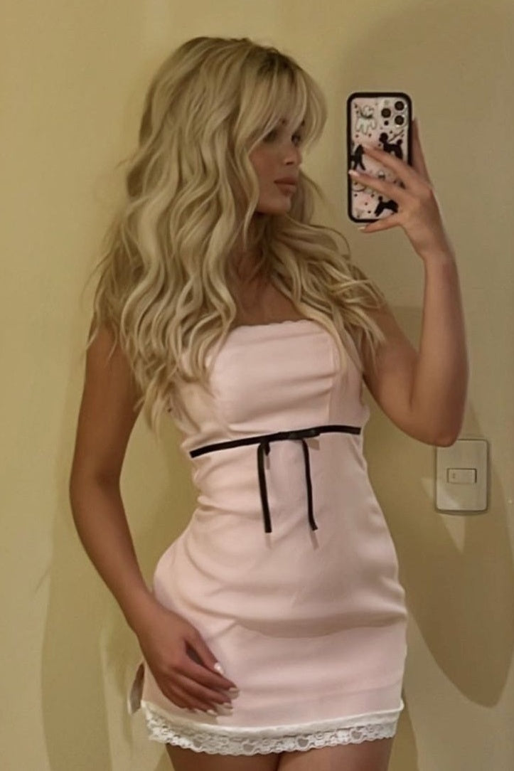 Chic Sheath Strapless White Short Homecoming Dress with Bowknot