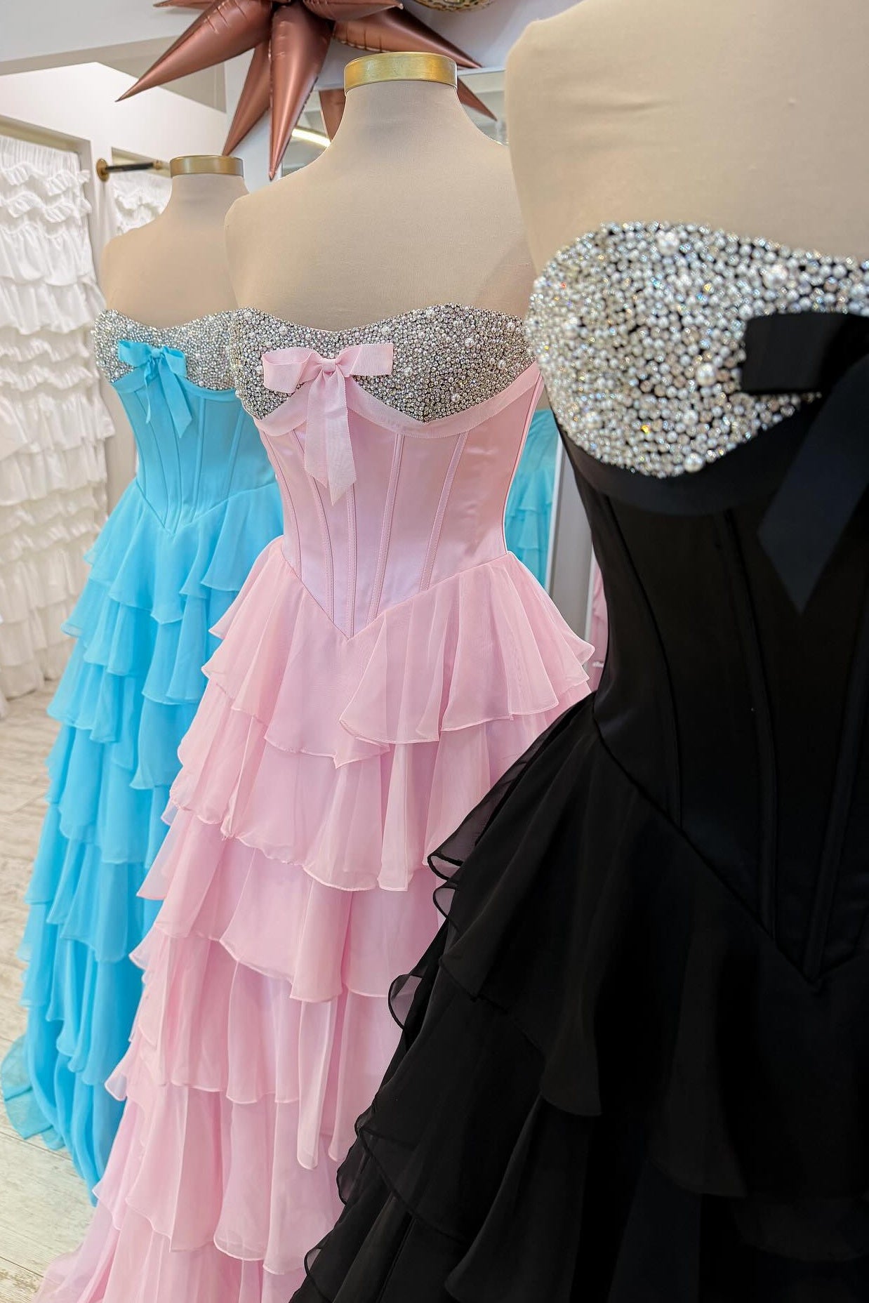 Cute A Line Sweetheart Pink Corset Prom Dress with Beading Ruffles