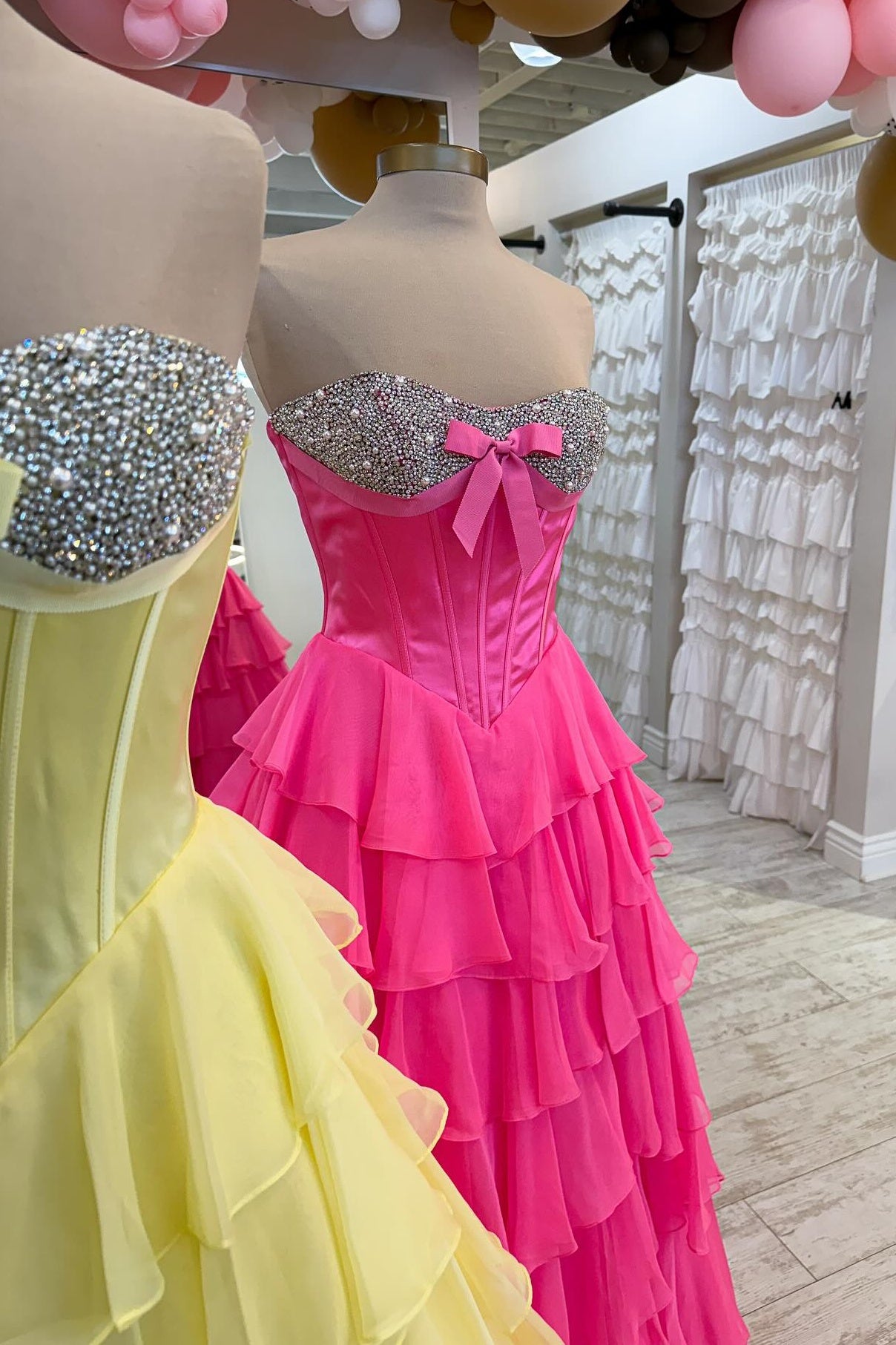 Cute A Line Sweetheart Pink Corset Prom Dress with Beading Ruffles