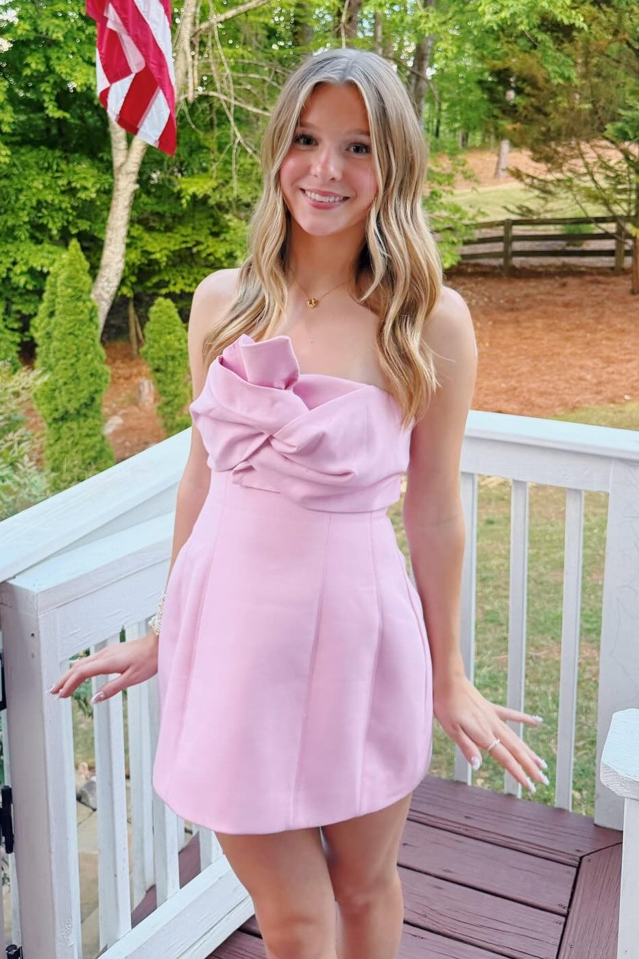 Cute A Line Strapless Light Pink Short Homecoming Dress with Ruched