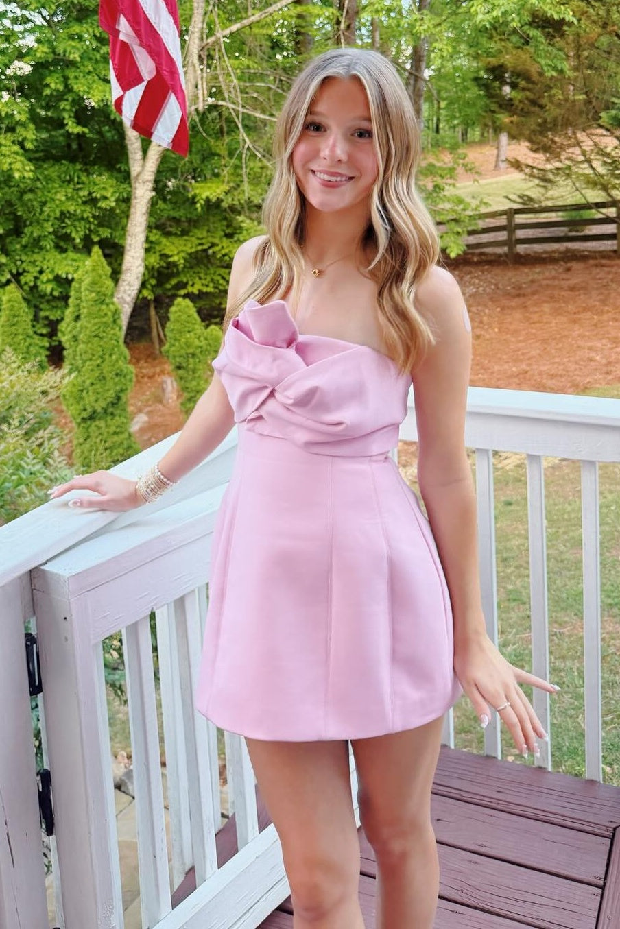 Cute A Line Strapless Light Pink Short Homecoming Dress with Ruched