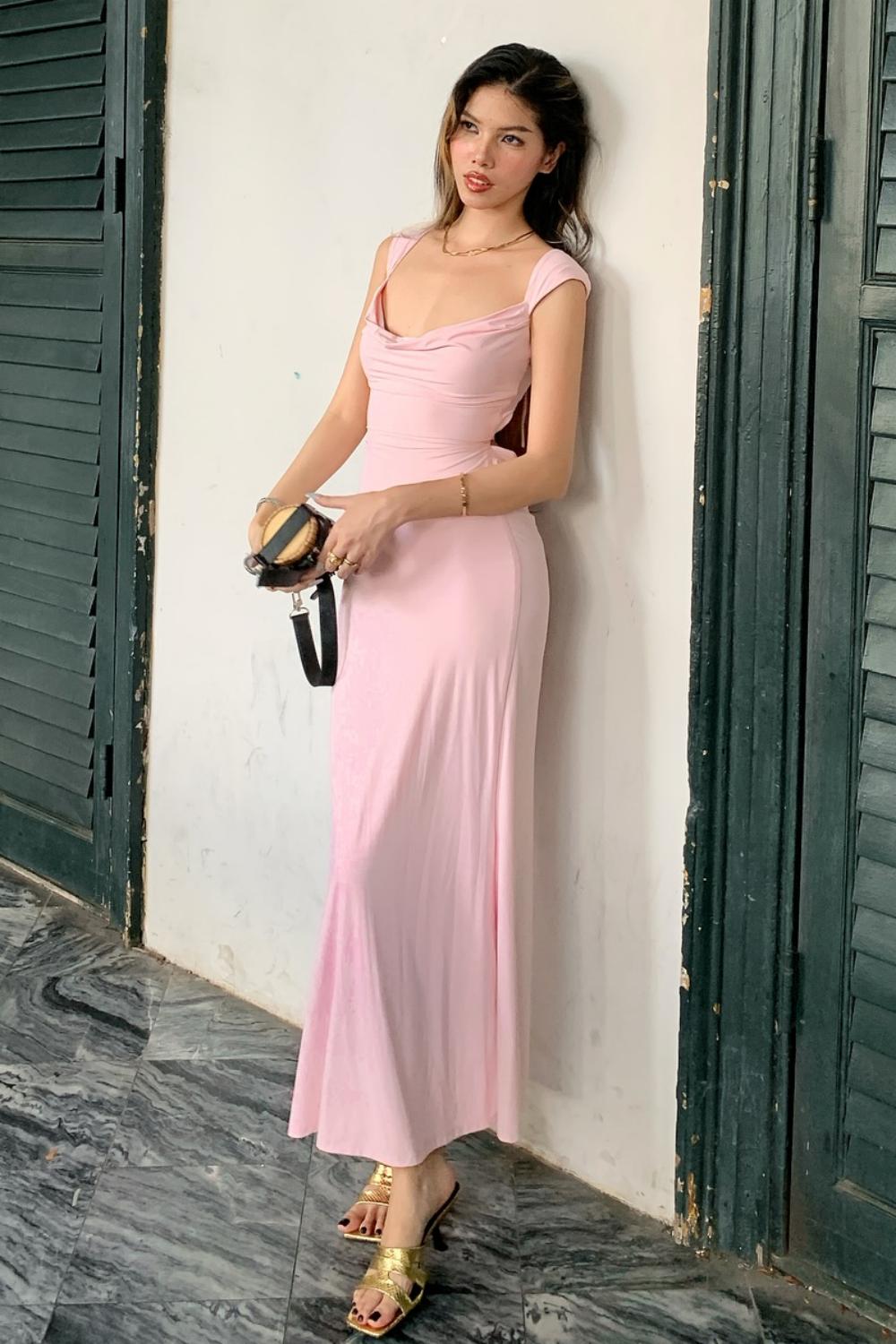 Cute Mermaid Off the Shoulder Pink Long Prom Dress with Criss Cross Back