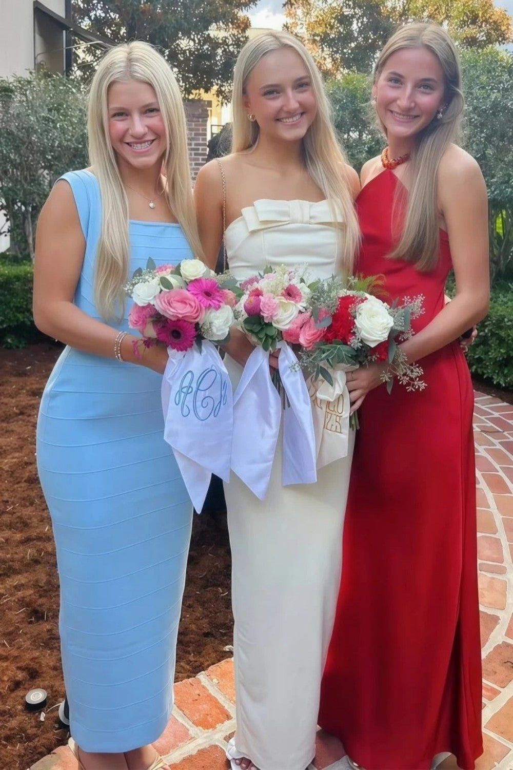 Cute Sheath Strapless White Long Prom Dress with Bowknot
