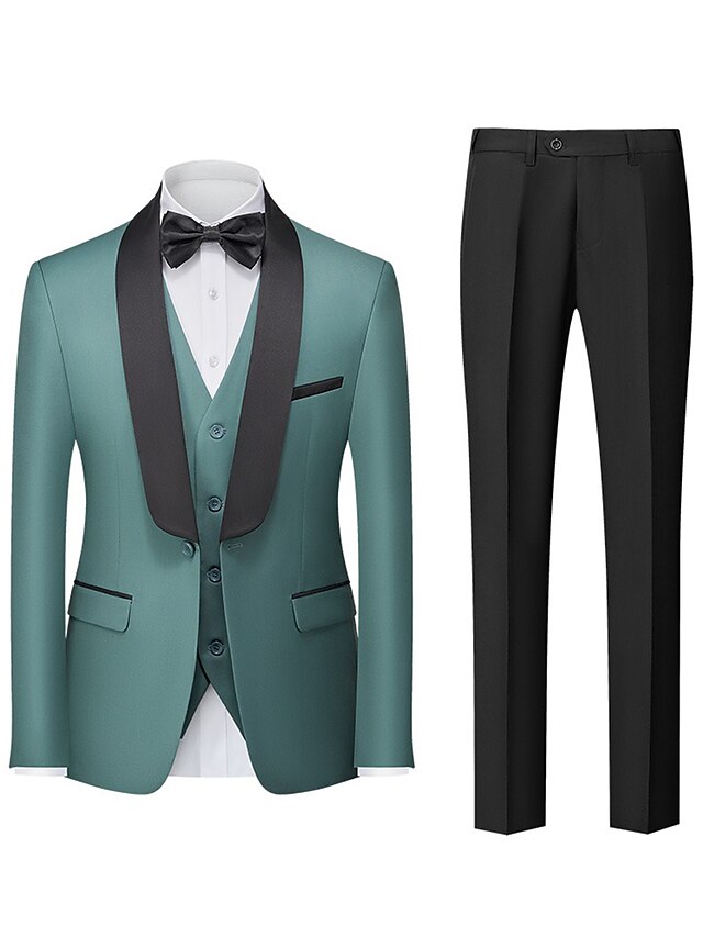 Men's Tailored Fit Single Breasted One-button 3 Pieces Wedding Suits Jade