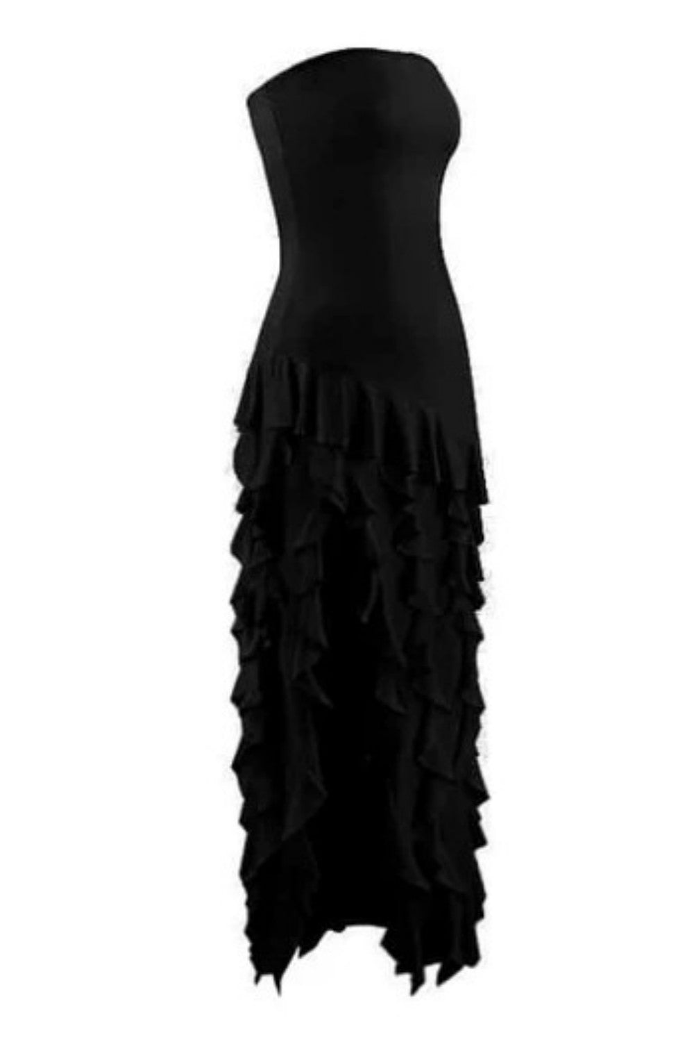 Elegant Light Pink Strapless Sheath Prom Dress with Cascading Ruffles