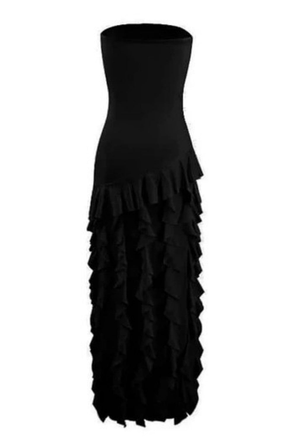 Elegant Light Pink Strapless Sheath Prom Dress with Cascading Ruffles