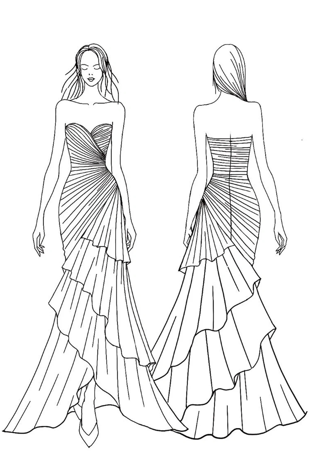 Elegant Mermaid Sweetheart Long Ruched Prom Dress with Layered Skirt