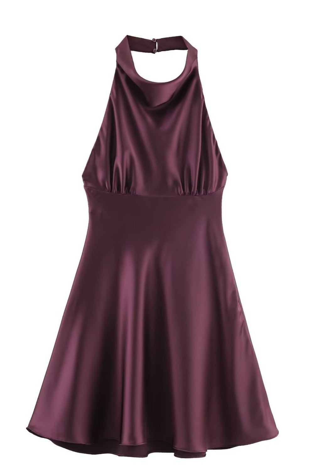 Elegant Satin Mini Homecoming Dress with Halter Neck and Flattering A-Line Skirt