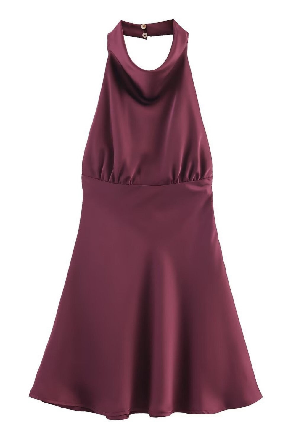 Elegant Satin Mini Homecoming Dress with Halter Neck and Flattering A-Line Skirt