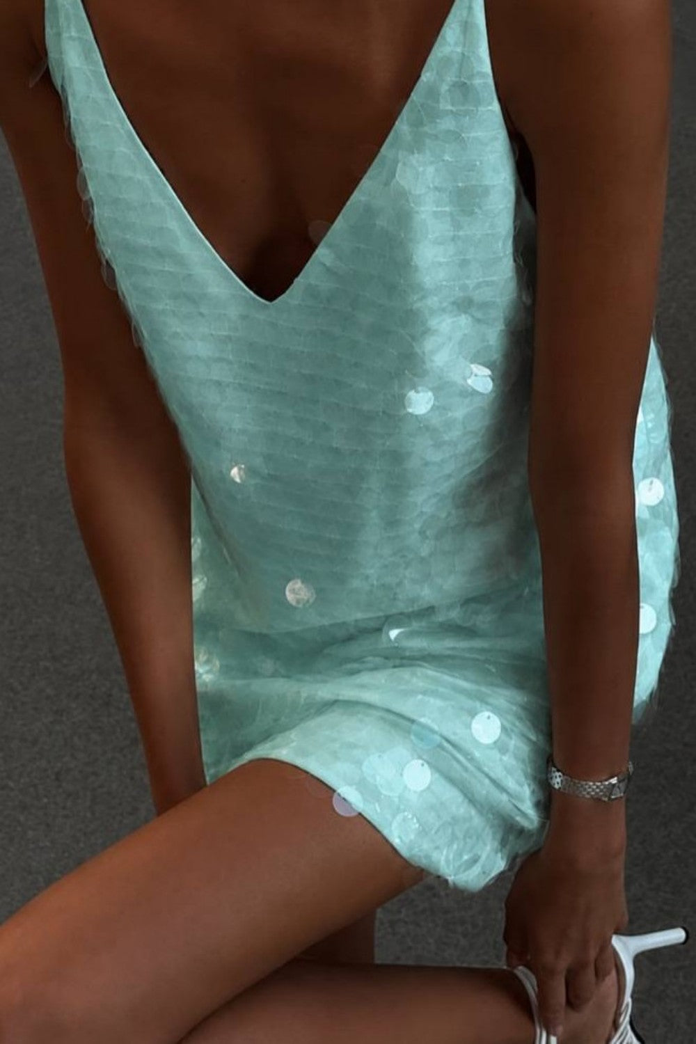Elegant Sparkly Sequin Spaghetti Straps Mini Homecoming Party Dress