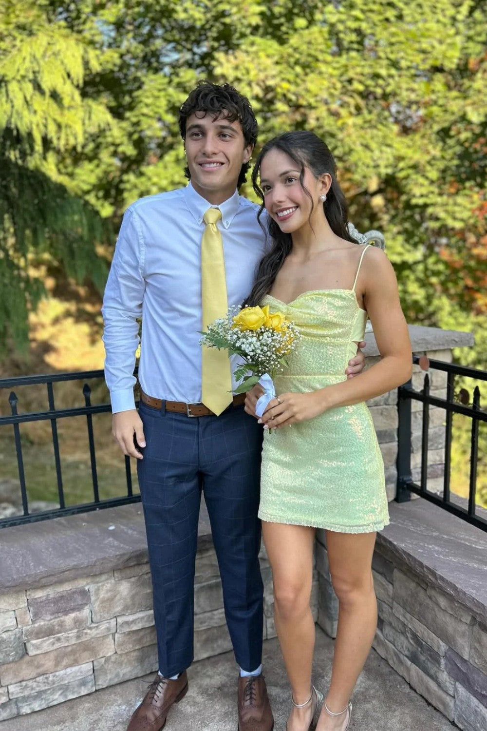 Fairy Inspired Light Yellow Spaghetti Straps Sequin Homecoming Dress