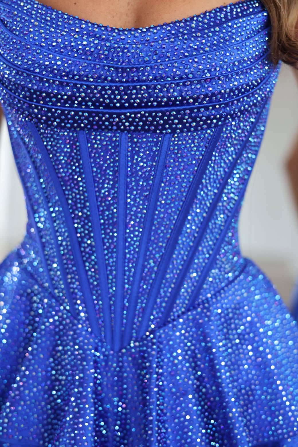 Fashion Glitter Homecoming Dress with Corset Bodice and Layered Mini Skirt
