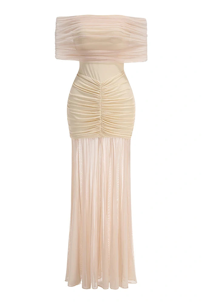 Fashionable Mermaid Off the Shoulder Black Long Party Dress with Ruffles