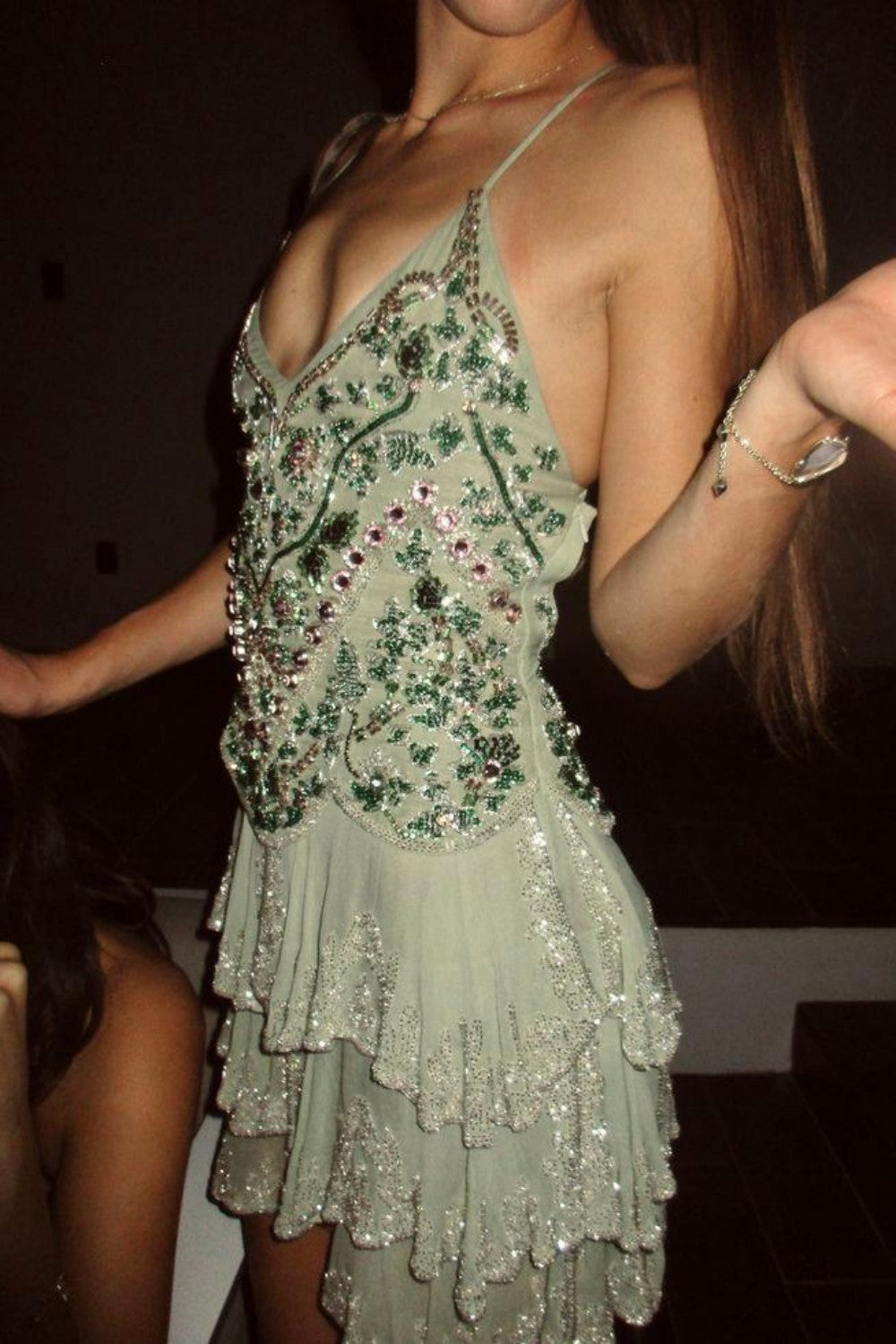 Glamorous Homecoming Dress with Beaded Embellishments and Layered Skirt