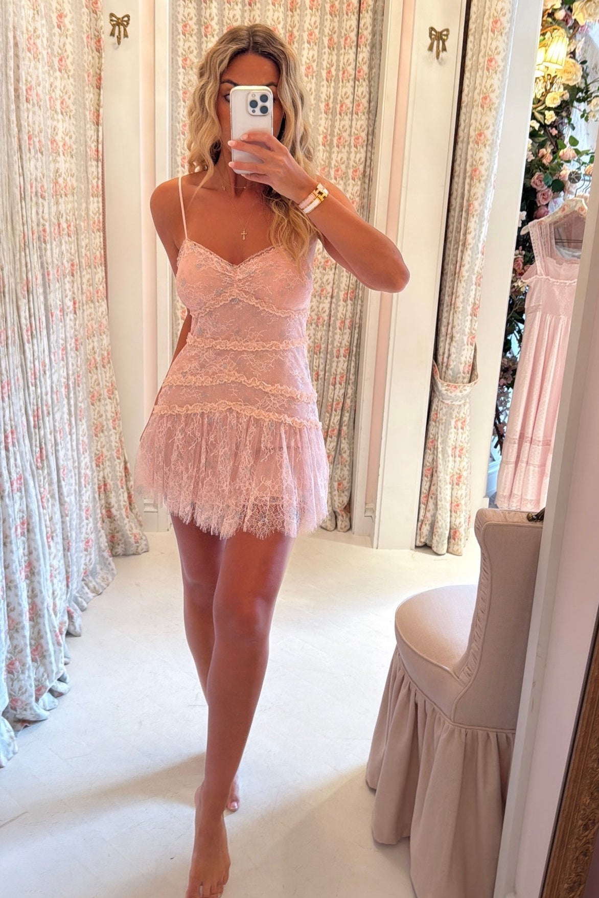Glamorous A Line Spaghetti Straps Pink Short Homecoming Dress with Lace
