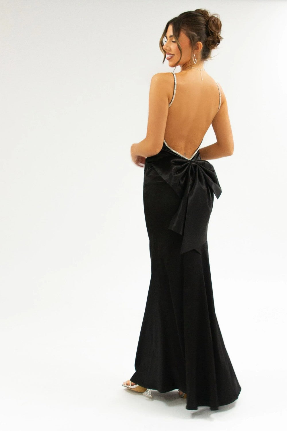 Stylish Mermaid Spaghetti Straps Pink Long Prom Dress with Bowknot